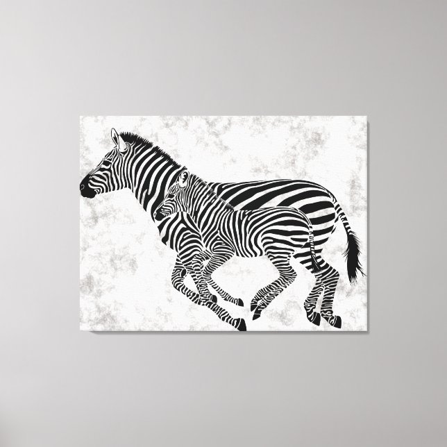 Abstract  Mother and Child Zebras Canvas Print (Front)