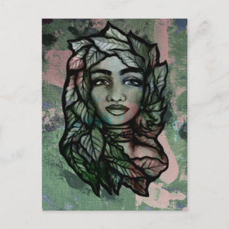 Abstract Mother Earth Gaia Goddess Green Witch     Postcard