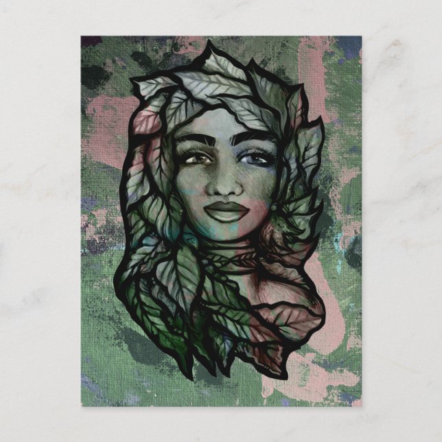 Abstract Mother Earth Gaia Goddess Green Witch     Postcard (Front)