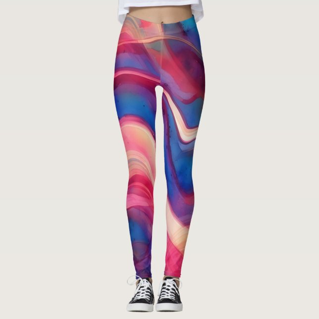 Abstract Motion Art Colorful Leggings (Front)