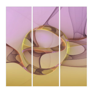 Abstract Motions Modern Pink Golden Art Triptych