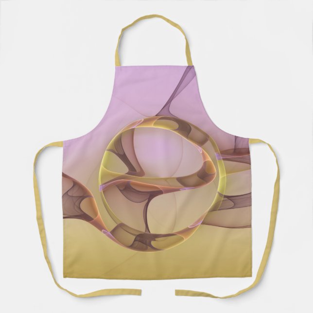 Abstract Motions Modern Pink Golden Fractal Art Apron (Front)