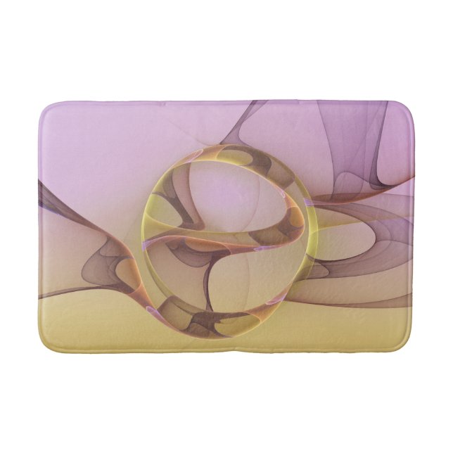 Abstract Motions Modern Pink Golden Fractal Art Bath Mat (Front)