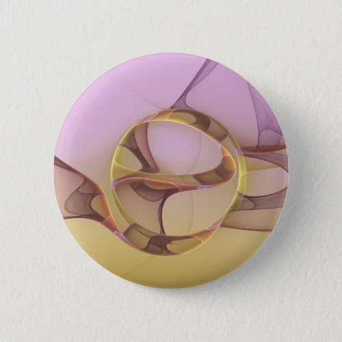 Abstract Motions Modern Pink Golden Fractal Art Button