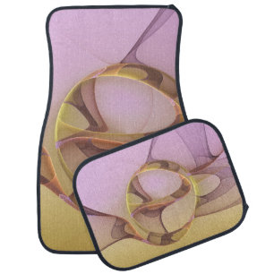 Abstract Motions Modern Pink Golden Fractal Art Car Mat