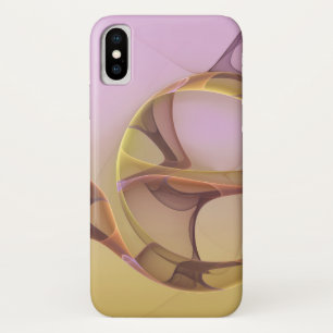 Abstract Motions Modern Pink Golden Fractal Art iPhone X Case