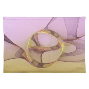 Abstract Motions Modern Pink Golden Fractal Art Cloth Placemat