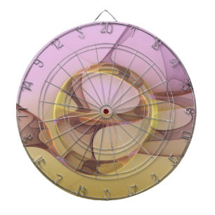 Abstract Motions Modern Pink Golden Fractal Art Dart Board