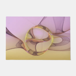 Abstract Motions Modern Pink Golden Fractal Art Doormat
