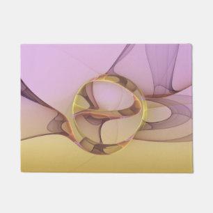 Abstract Motions Modern Pink Golden Fractal Art Doormat