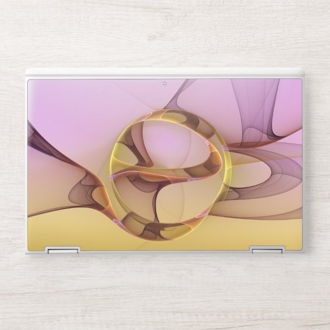 Abstract Motions Modern Pink Golden Fractal Art HP Laptop Skin (Front)