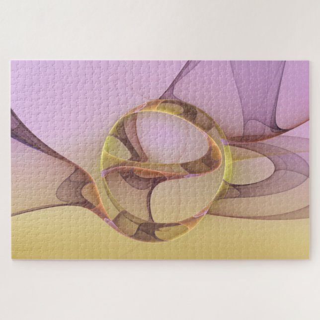 Abstract Motions Modern Pink Golden Fractal Art Jigsaw Puzzle (Horizontal)