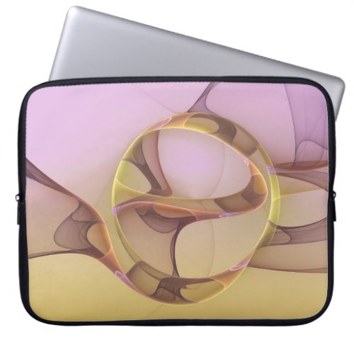 Abstract Motions Modern Pink Golden Fractal Art Laptop Sleeve