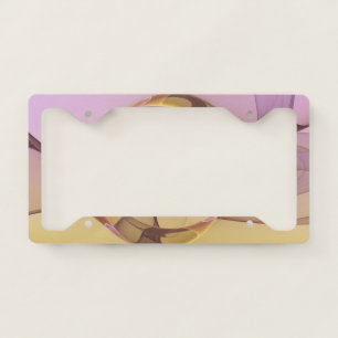 Abstract Motions Modern Pink Golden Fractal Art License Plate Frame