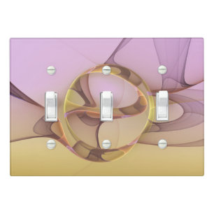Abstract Motions Modern Pink Golden Fractal Art Light Switch Cover