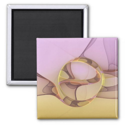 Abstract Motions Modern Pink Golden Fractal Art Magnet