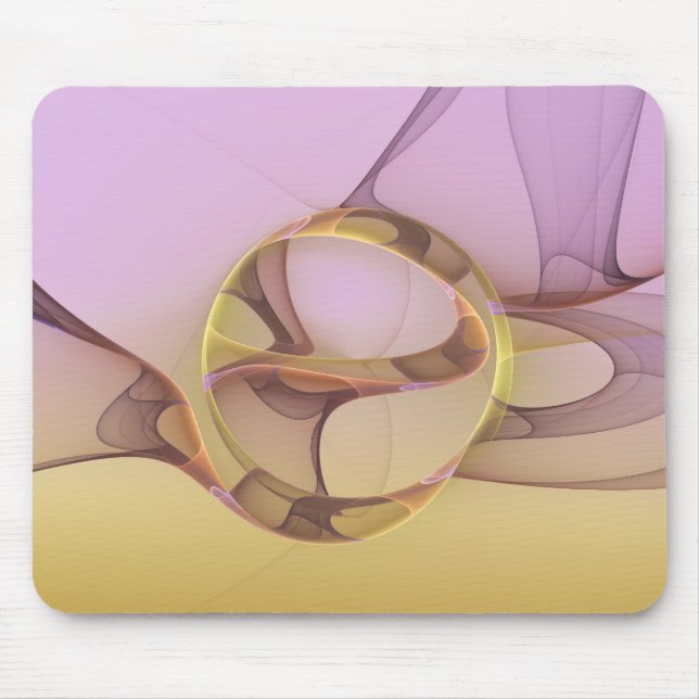 Abstract Motions Modern Pink Golden Fractal Art Mouse Pad (Front)
