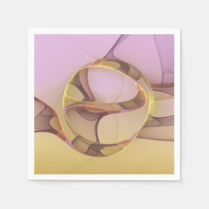 Abstract Motions Modern Pink Golden Fractal Art Napkins