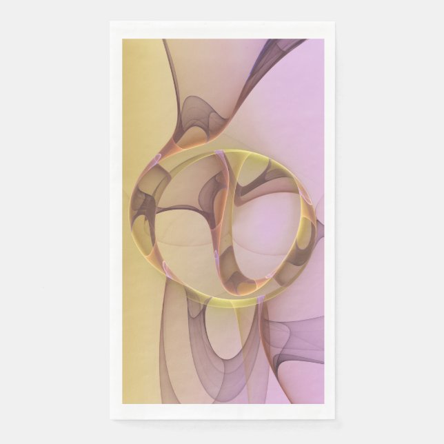 Abstract Motions Modern Pink Golden Fractal Art Paper Guest Towels (Front)