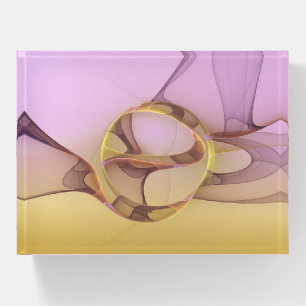 Abstract Motions Modern Pink Golden Fractal Art Paperweight