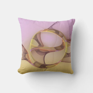 Abstract Motions Modern Pink Golden Fractal Art Throw Pillow
