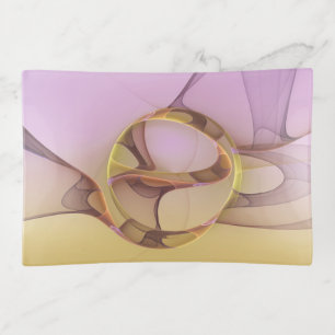 Abstract Motions Modern Pink Golden Fractal Art Trinket Tray