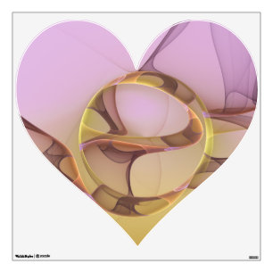 Abstract Motions Modern Pink Golden Fractal Heart Wall Decal