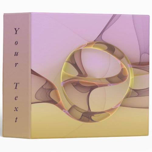 Abstract Motions Modern Pink Golden Fractal Text 3 Ring Binder