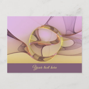 Abstract Motions Modern Pink Golden Fractal Text Postcard