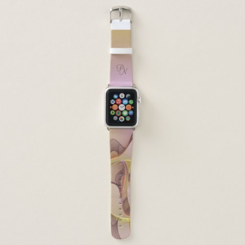 Abstract Motions Pink Golden Fractal Initials Apple Watch Band