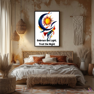 Abstract Motivational Minimalist Sun and Moon Art Poster