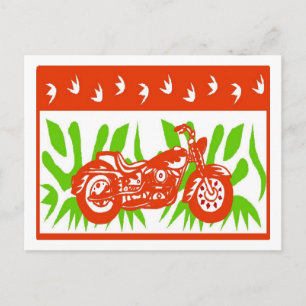 Abstract Motorcycle Christmas Holiday Postcard