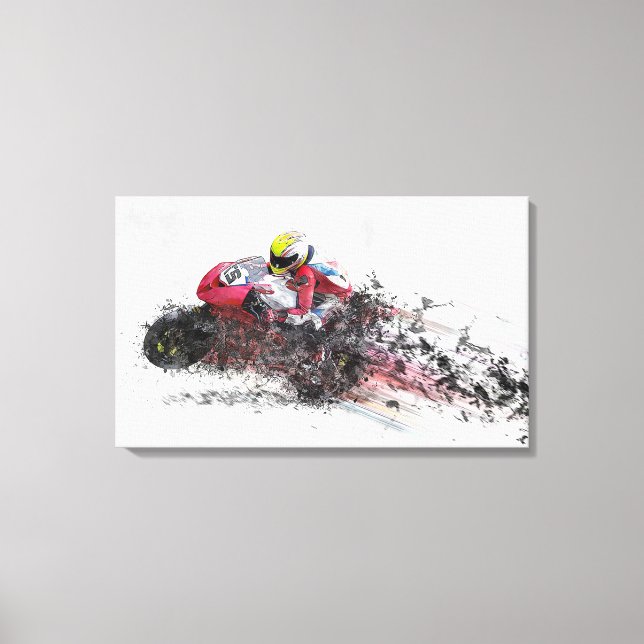 Abstract Motorcycle Racer Canvas Print (Front)