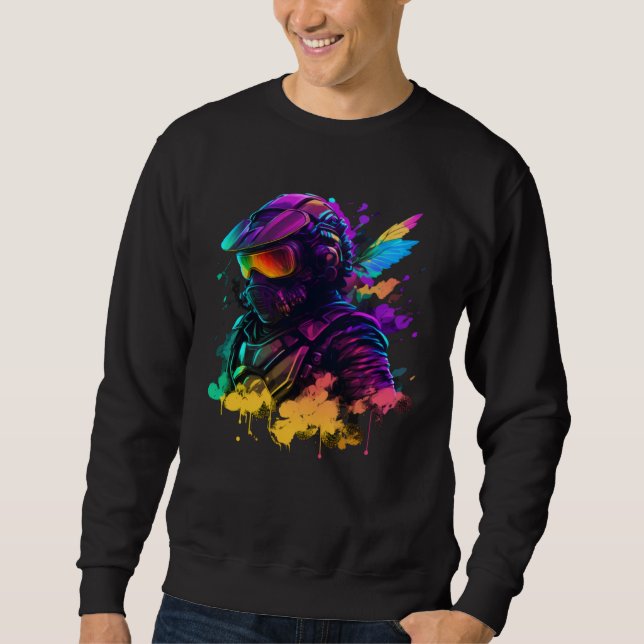 Abstract motorcyclist synthwave sweatshirt (Front)