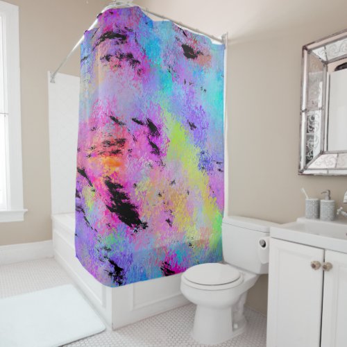 Abstract Mottled Multicolor Shower Curtain