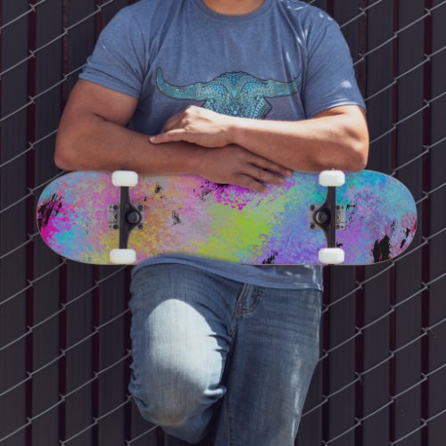 Abstract Mottled Multicolor Skateboard