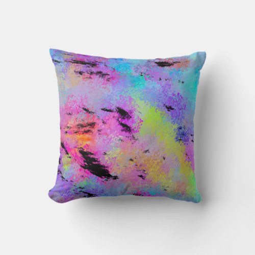 Abstract Mottled Multicolor Throw Pillow