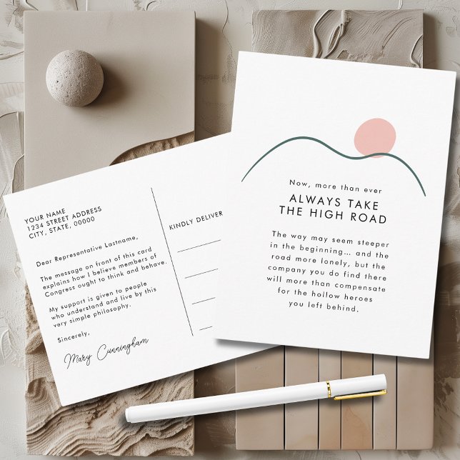 Abstract Mountain and Sun Take the High Road Postcard (Abstract Mountain and Sun Always Take the High Road Congress Postcard)