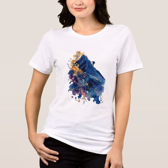 Abstract Mountain Climber | Fluid Ink Watercolor Tri-Blend Shirt (Front)