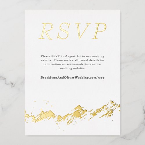 Abstract Mountain GoldWhite Wedding Digital RSVP Foil Invitation Postcard