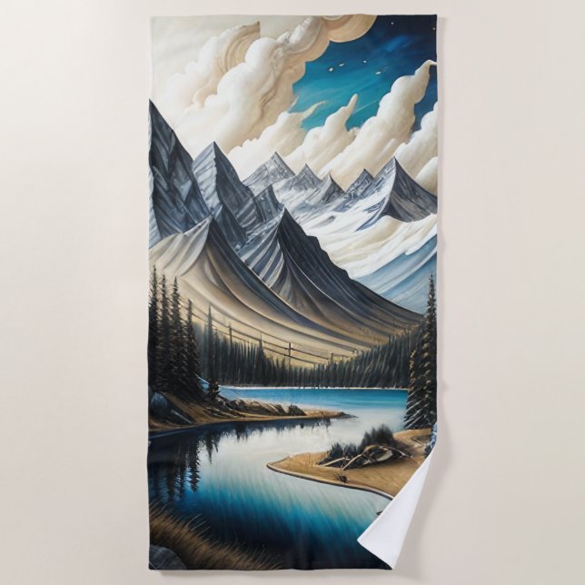 Abstract Mountain Landscape Beach Towel (Front)