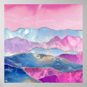 Abstract Mountain Landscape Digital Art Poster