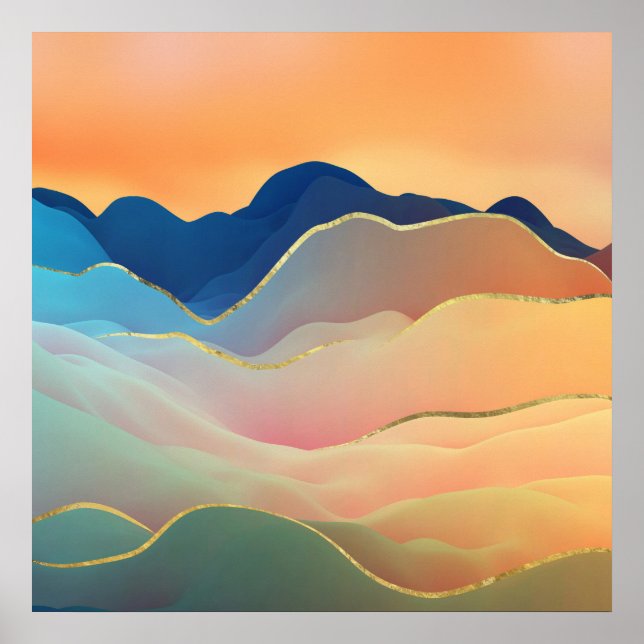 Abstract Mountain Landscape  Digital Art Poster (Front)