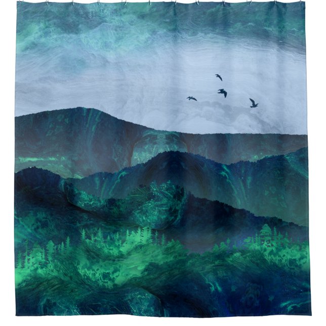Abstract Mountain Landscape  Digital Art Shower Curtain (Front)
