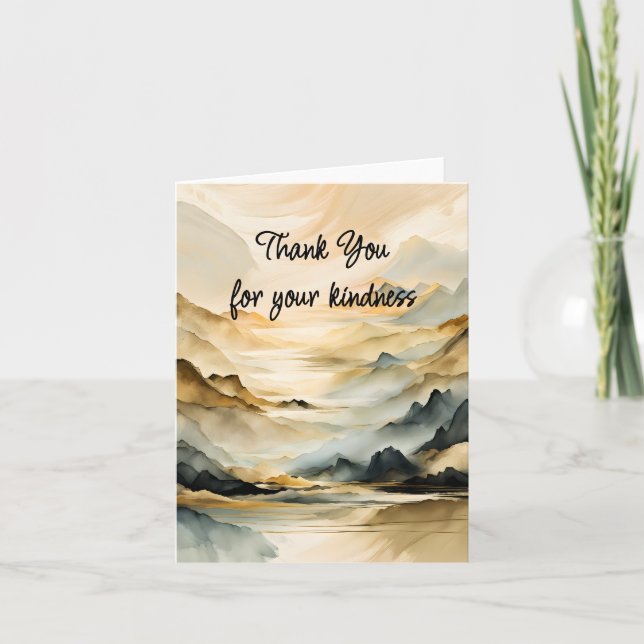 Abstract Mountain Landscape Letterpress Thank You Card (Front)