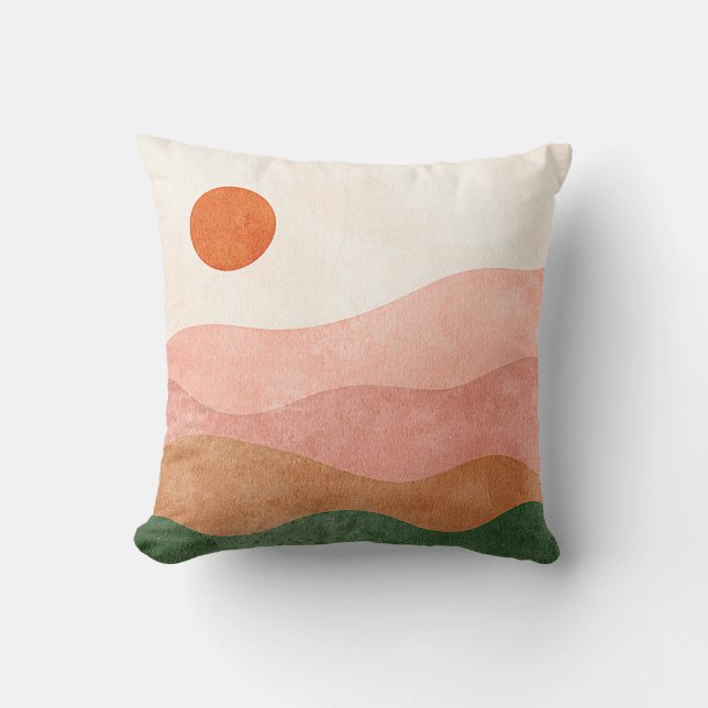 Abstract Mountain Landscape Modern Boho Sun Throw Pillow (Front)