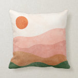 Abstract Mountain Landscape Modern Boho Sun Throw Pillow<br><div class="desc">A modern bohemian or boho abstract art mountain hill pink and brown landscape with an orange sun design.</div>