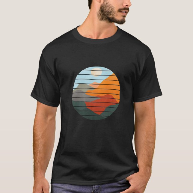 Abstract Mountain Landscape Sunset Colorful Aesthe T-Shirt (Front)