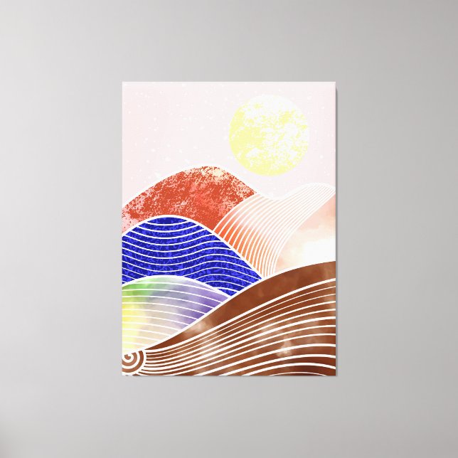 Abstract mountain painting canvas print (Front)
