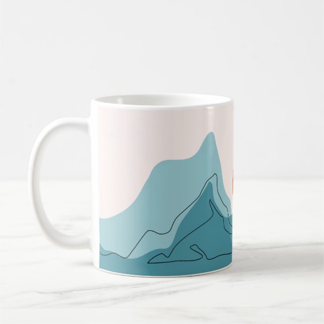 Abstract mountain range landscape, flat scenery ba coffee mug (Left)